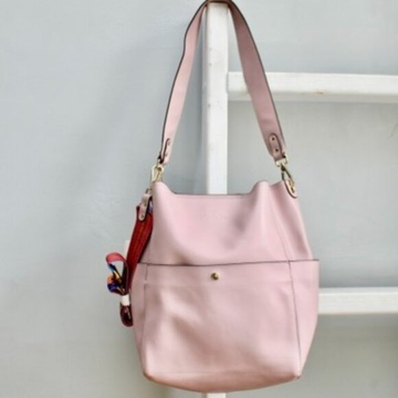 Bostanten Handbags - Bostanten Lotty Mauve Pink Cowhide Leather Hobo Tote Shoulder Bucket Bag Purse
